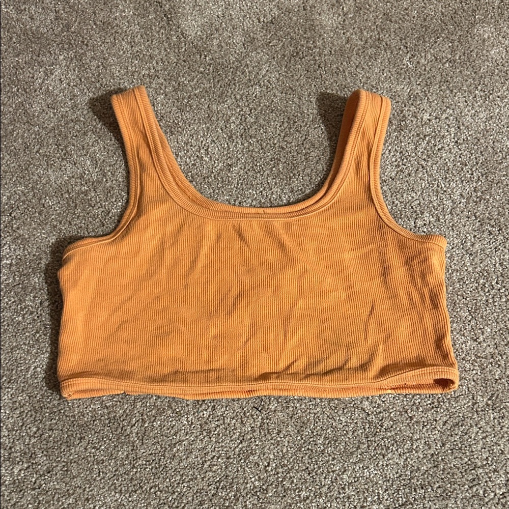 Zara Tangerine Ribbed Crop Top